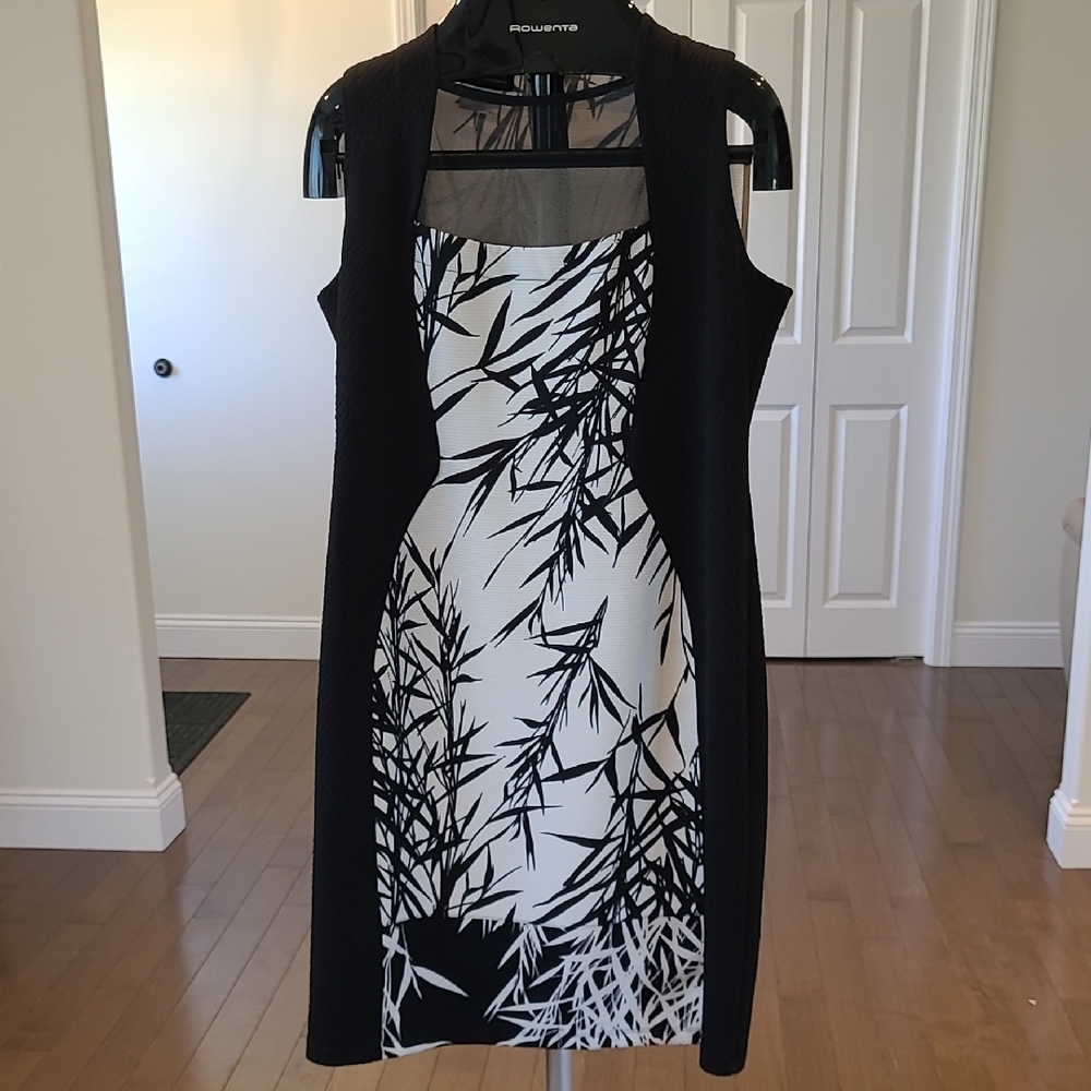Artex Black and White Sheath Midi Dress Size large